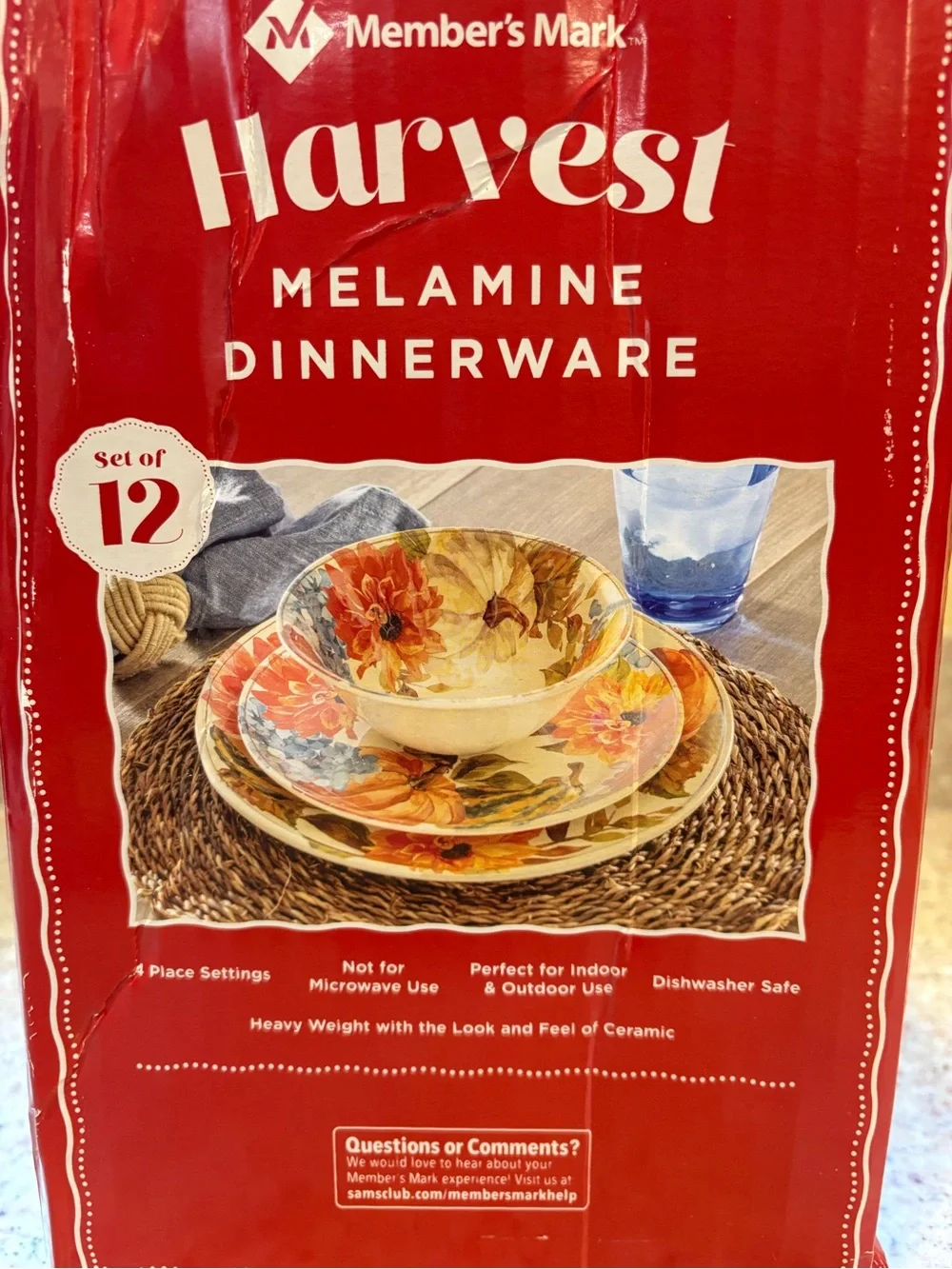 Member’s Mark Harvest Melamine Dinnerware, **Originally 4 Place Setting**